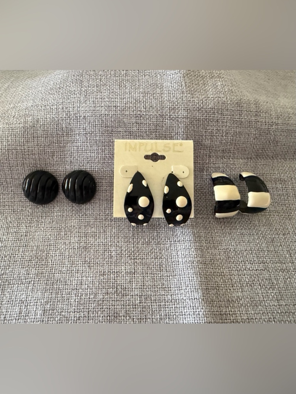 Black & White Pierced Earrings Bundle | Polka Dot, Stripe, Textured Studs